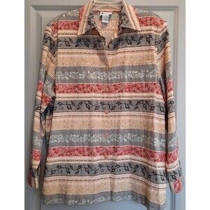 Alfred Dunner 18W Embroidered Button Front Shacket Lagenlook Colorful